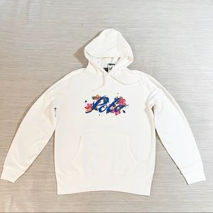 Polo Ralph Lauren White Painted Floral Script Logo Hoodie Sweatshirt😳🔥🔥🔥